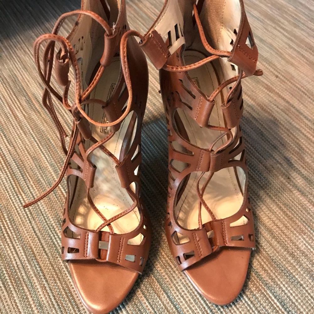 BCBG Generation Lace Up Brown Gladiator Heels